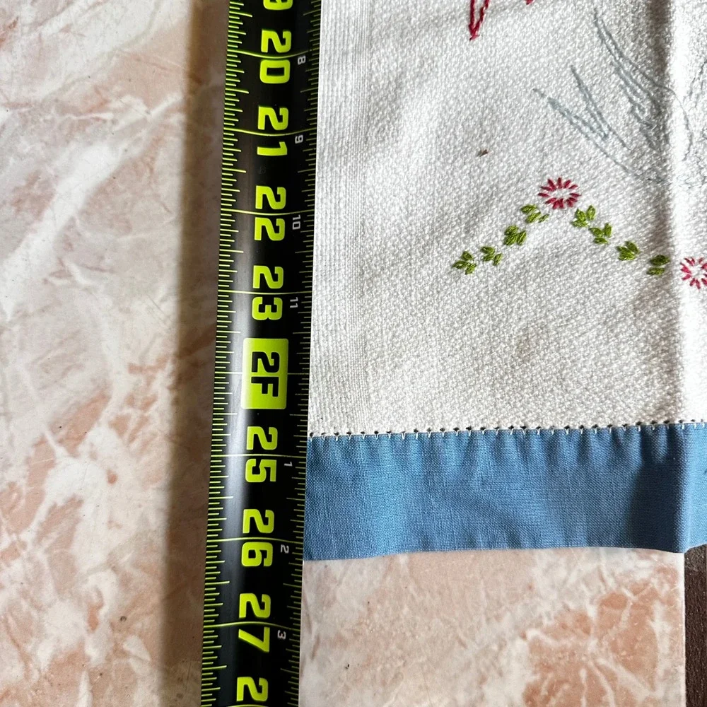 Vintage Boott Mills Embroidered Tea Towel Welcome As Spring Birds Flowers USA